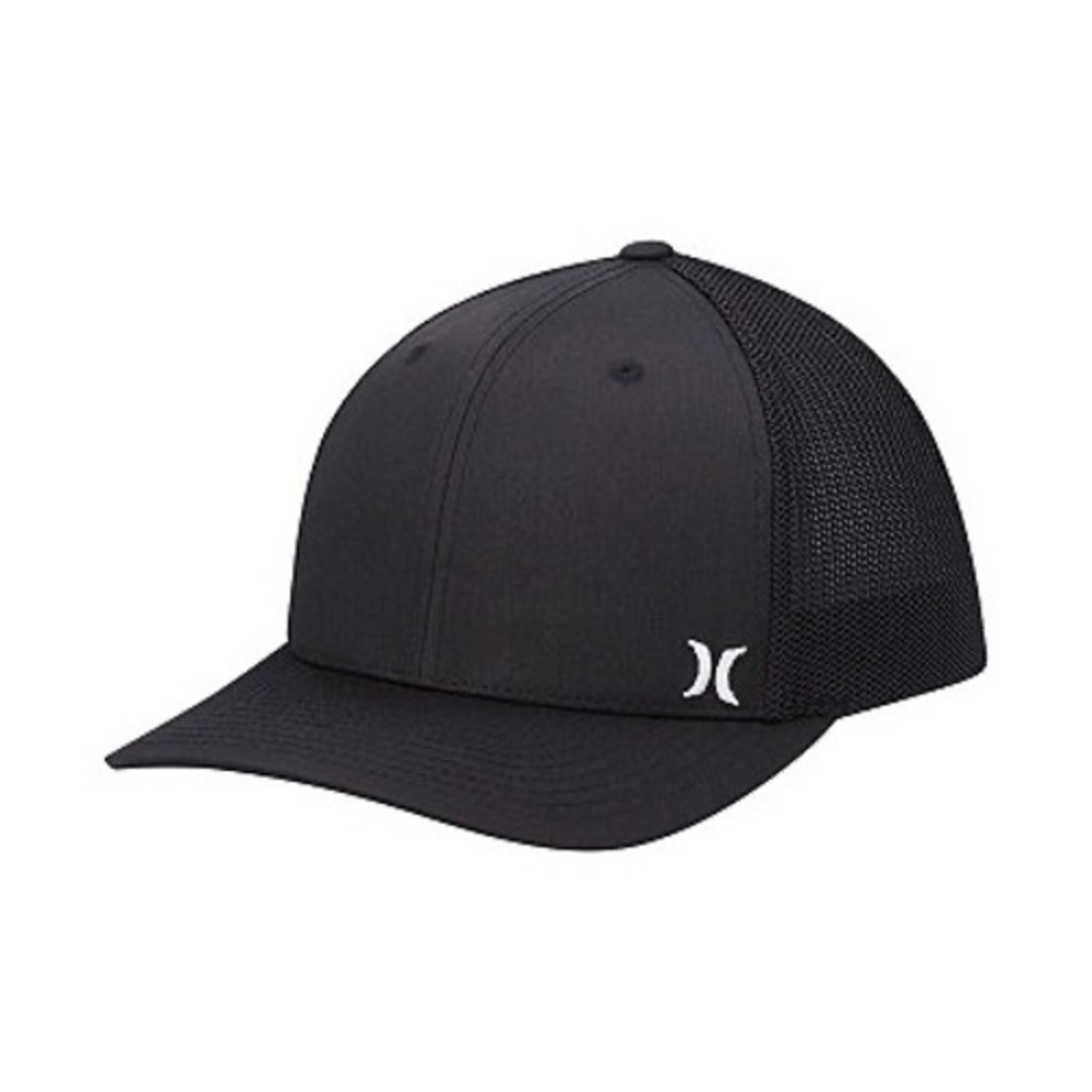 Hurley Men Black Flexfit Trucker Hat Mesh Back Logo Baseball Cap L-XL